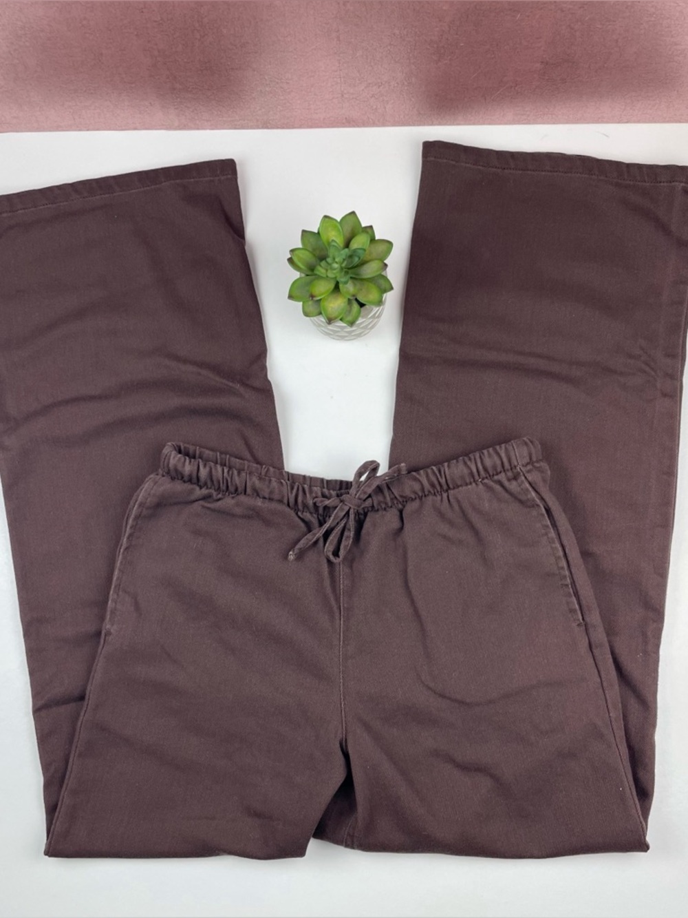 Vanilla Star Solid Brown Denim Wide Leg Jeans Women XS Extra Small Casual